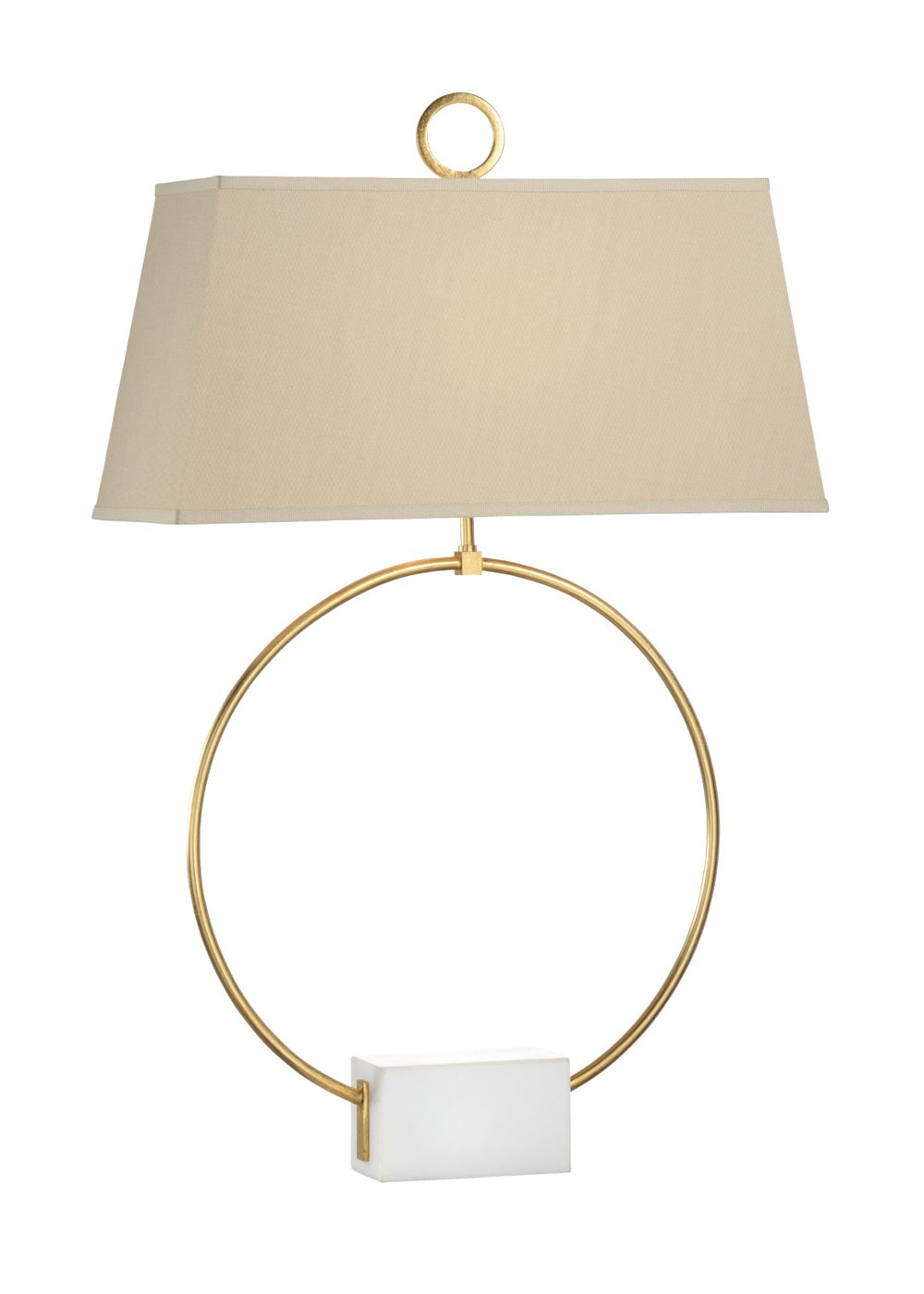 Chelsea House Ring Lamp By Bradshaw Orrell — Antique Gold Leaf Iron Ring Over White Marble Base, Sculptural Ambient Light 69162
