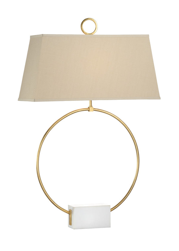 Chelsea House Ring Lamp By Bradshaw Orrell — Antique Gold Leaf Iron Ring Over White Marble Base, Sculptural Ambient Light 69162