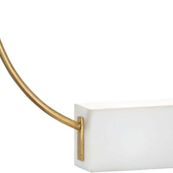 Chelsea House Ring Lamp By Bradshaw Orrell — Antique Gold Leaf Iron Ring Over White Marble Base, Sculptural Ambient Light 69162