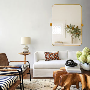 HomeRoots 32" Elegant Gold Iron Framed Accent Mirror – Modern Design for Home, Office & Hospitality Spaces 691620