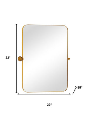 HomeRoots 32" Elegant Gold Iron Framed Accent Mirror – Modern Design for Home, Office & Hospitality Spaces 691620