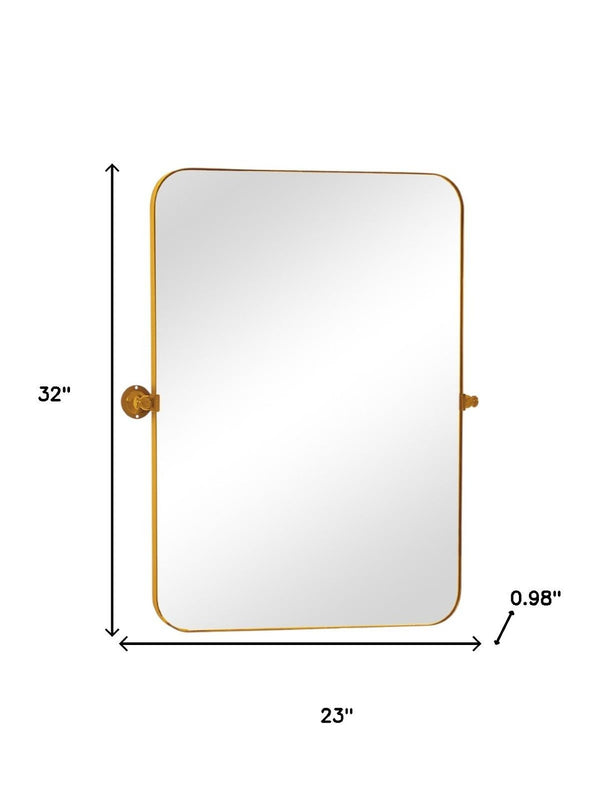 HomeRoots 32" Elegant Gold Iron Framed Accent Mirror – Modern Design for Home, Office & Hospitality Spaces 691620