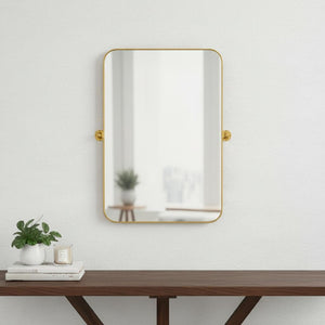 HomeRoots 32" Elegant Gold Iron Framed Accent Mirror – Modern Design for Home, Office & Hospitality Spaces 691620