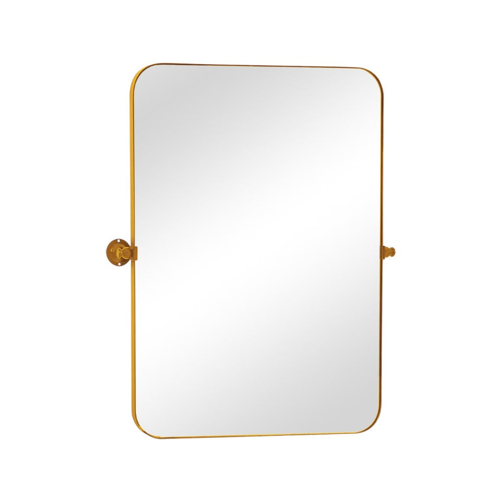HomeRoots 32" Elegant Gold Iron Framed Accent Mirror – Modern Design for Home, Office & Hospitality Spaces 691620