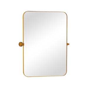 HomeRoots 32" Elegant Gold Iron Framed Accent Mirror – Modern Design for Home, Office & Hospitality Spaces 691620