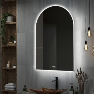 HomeRoots 39" Frameless Lighted Bathroom Vanity Mirror – Stylish Arched Design for Grooming and Ambiance 691621