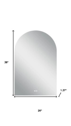 HomeRoots 38" White Arch Lighted Vanity Mirror - Modern Frameless Design with Adjustable LED & Defogger Features 691622