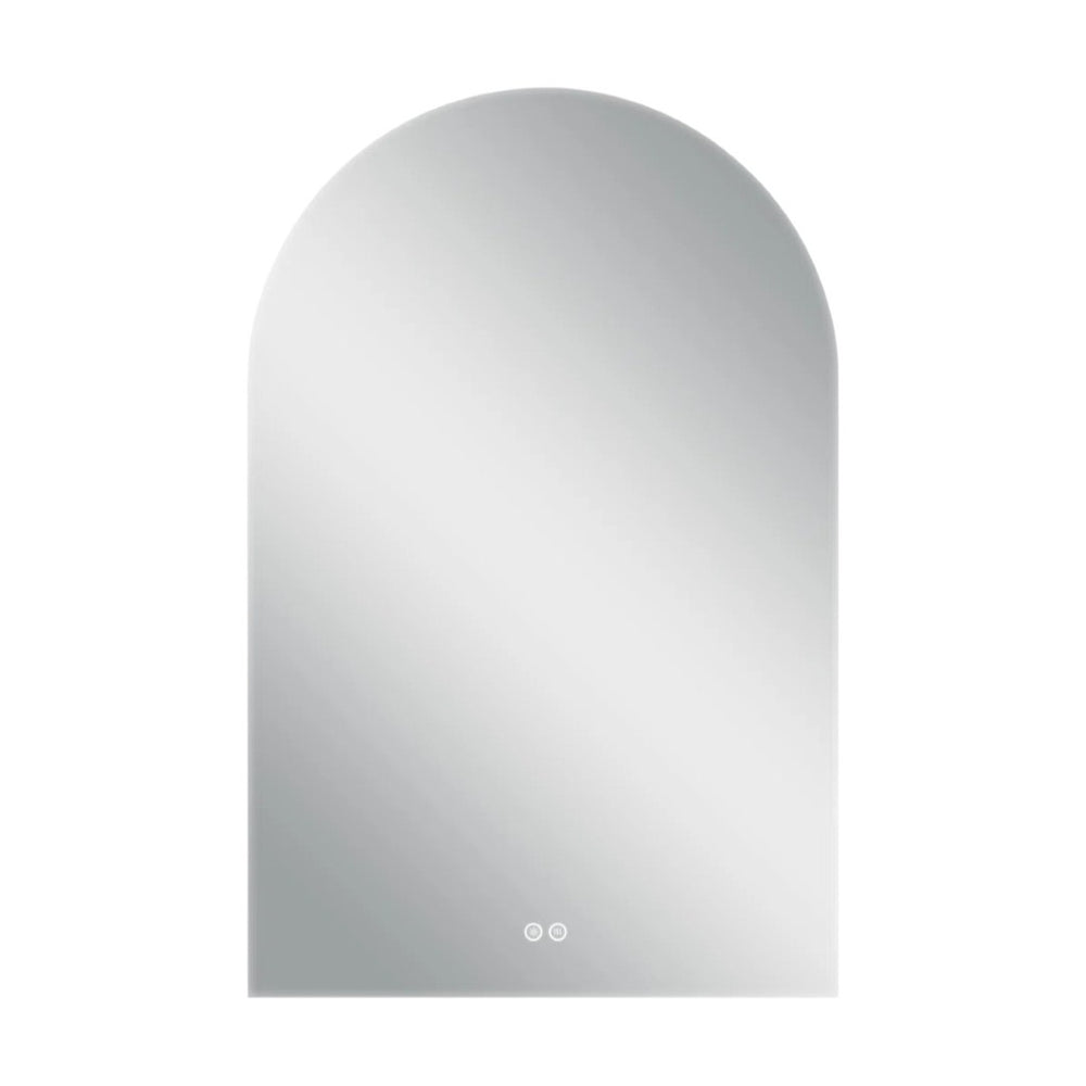 HomeRoots 38" White Arch Lighted Vanity Mirror - Modern Frameless Design with Adjustable LED & Defogger Features 691622