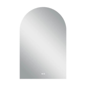 HomeRoots 38" White Arch Lighted Vanity Mirror - Modern Frameless Design with Adjustable LED & Defogger Features 691622