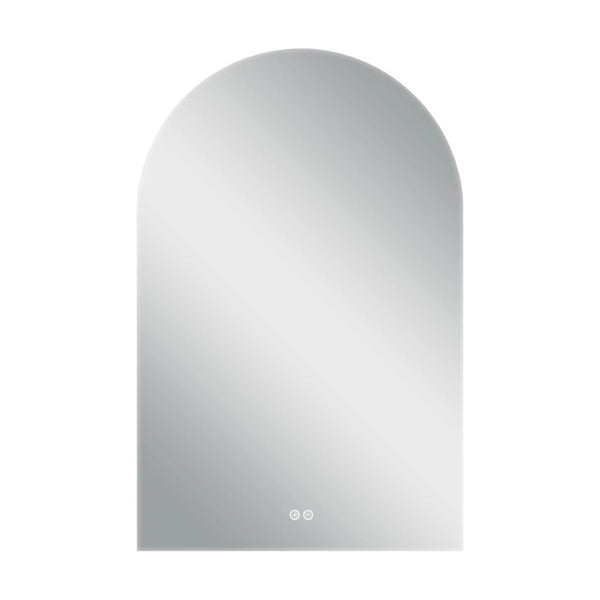 HomeRoots 38" White Arch Lighted Vanity Mirror - Modern Frameless Design with Adjustable LED & Defogger Features 691622