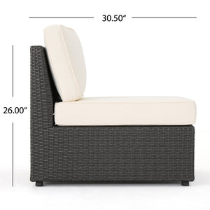 English Elm Santa Cruz Outdoor Wicker Sectional Armless Chair Set with Plush Weather Resistant Cushions Grey+White 52976.00IRNGRY