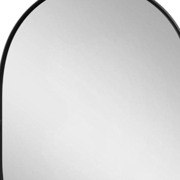 HomeRoots 32" Black Aluminum Oval Accent Mirror with Adjustable Tilt - Modern Industrial Design for Any Space 691625