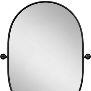 HomeRoots 32" Black Aluminum Oval Accent Mirror with Adjustable Tilt - Modern Industrial Design for Any Space 691625