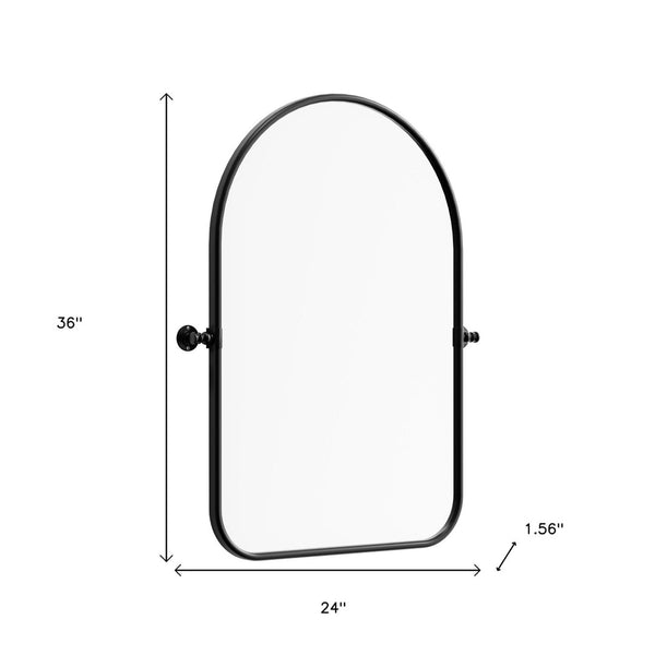 HomeRoots 36" Black Metal Arch Accent Mirror - Elegant Framed Design for Modern Spaces, Durable & Versatile Decor 691626