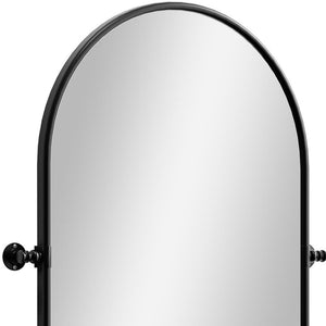 HomeRoots 32" Black Arch Metal Swivel Accent Mirror – Modern Design for Home, Office, and Hospitality Spaces 691627