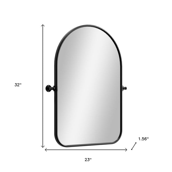 HomeRoots 32" Black Arch Metal Swivel Accent Mirror – Modern Design for Home, Office, and Hospitality Spaces 691627