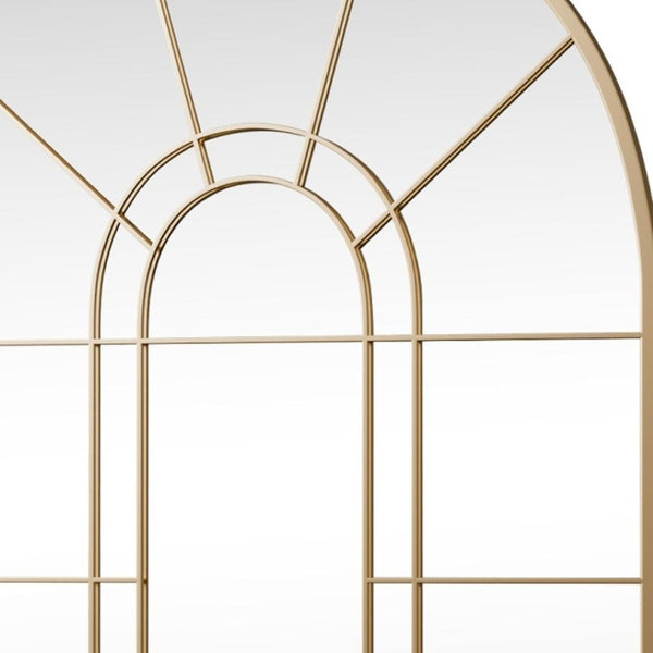 HomeRoots 41" Black Metal Arched Accent Mirror - Elegant Windowpane Design for Home & Commercial Décor 691628