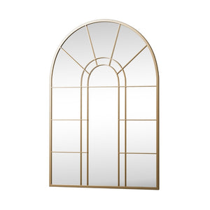 HomeRoots 41" Black Metal Arched Accent Mirror - Elegant Windowpane Design for Home & Commercial Décor 691628