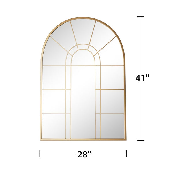 HomeRoots 41" Black Metal Arched Accent Mirror - Elegant Windowpane Design for Home & Commercial Décor 691628