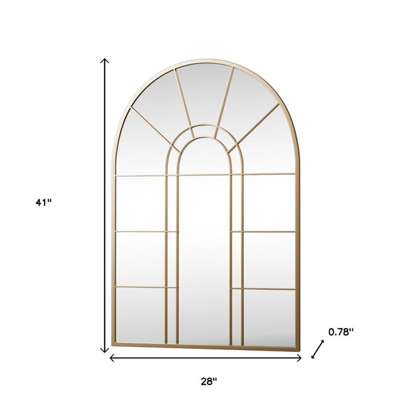 HomeRoots 41" Black Metal Arched Accent Mirror - Elegant Windowpane Design for Home & Commercial Décor 691628