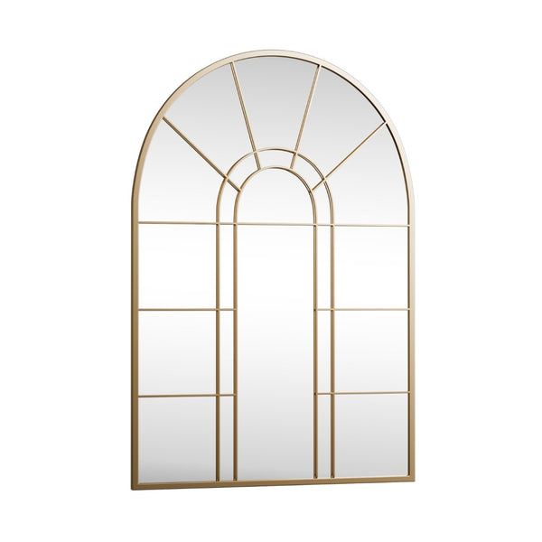 HomeRoots 41" Gold Arch Metal Window Pane Accent Mirror - Elegant Focal Point for Modern Decor & Bright Spaces 691629