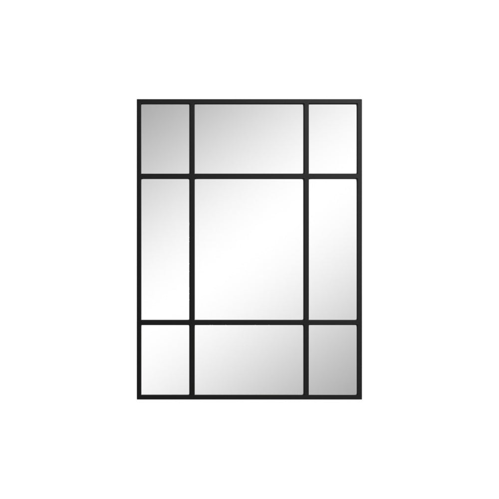 HomeRoots 39" Black Iron Geometric Window Pane Accent Mirror – Modern Industrial Design for Any Space 691630