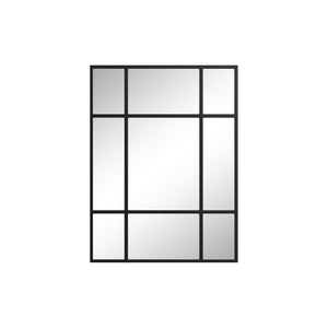 HomeRoots 39" Black Iron Geometric Window Pane Accent Mirror – Modern Industrial Design for Any Space 691630