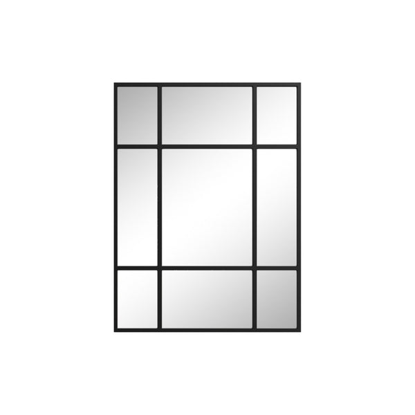 HomeRoots 39" Black Iron Geometric Window Pane Accent Mirror – Modern Industrial Design for Any Space 691630