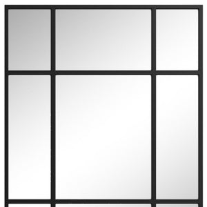HomeRoots 39" Black Iron Geometric Window Pane Accent Mirror – Modern Industrial Design for Any Space 691630