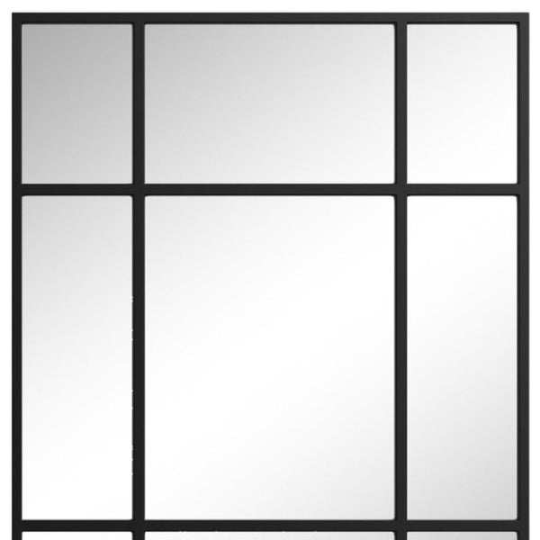 HomeRoots 39" Black Iron Geometric Window Pane Accent Mirror – Modern Industrial Design for Any Space 691630