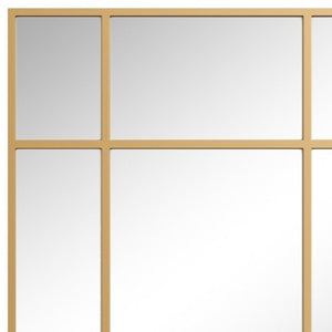HomeRoots 39" Gold Iron Geometric Accent Mirror - Modern Window Pane Design for Stylish Home Decor & Safety 691631