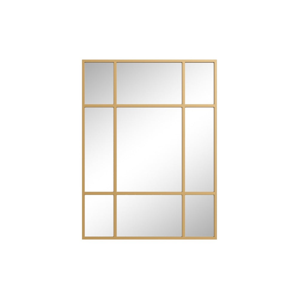 HomeRoots 39" Gold Iron Geometric Accent Mirror - Modern Window Pane Design for Stylish Home Decor & Safety 691631