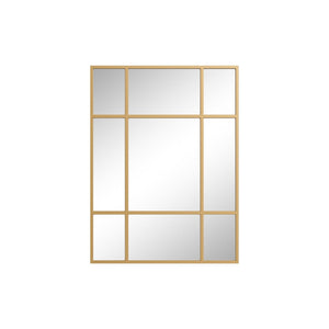 HomeRoots 39" Gold Iron Geometric Accent Mirror - Modern Window Pane Design for Stylish Home Decor & Safety 691631