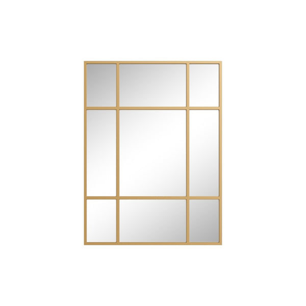 HomeRoots 39" Gold Iron Geometric Accent Mirror - Modern Window Pane Design for Stylish Home Decor & Safety 691631