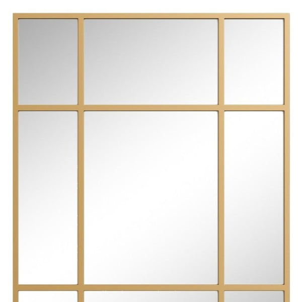 HomeRoots 39" Gold Iron Geometric Accent Mirror - Modern Window Pane Design for Stylish Home Decor & Safety 691631
