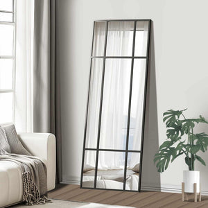 HomeRoots 63" Black Iron Geometric Window Pane Full-Length Mirror – Stylish & Versatile for Any Space 691632