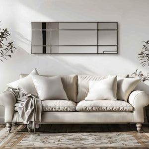 HomeRoots 63" Black Iron Geometric Window Pane Full-Length Mirror – Stylish & Versatile for Any Space 691632