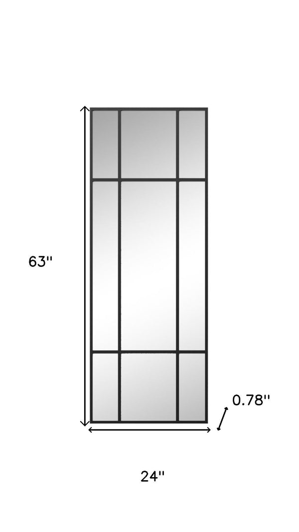 HomeRoots 63" Black Iron Geometric Window Pane Full-Length Mirror – Stylish & Versatile for Any Space 691632