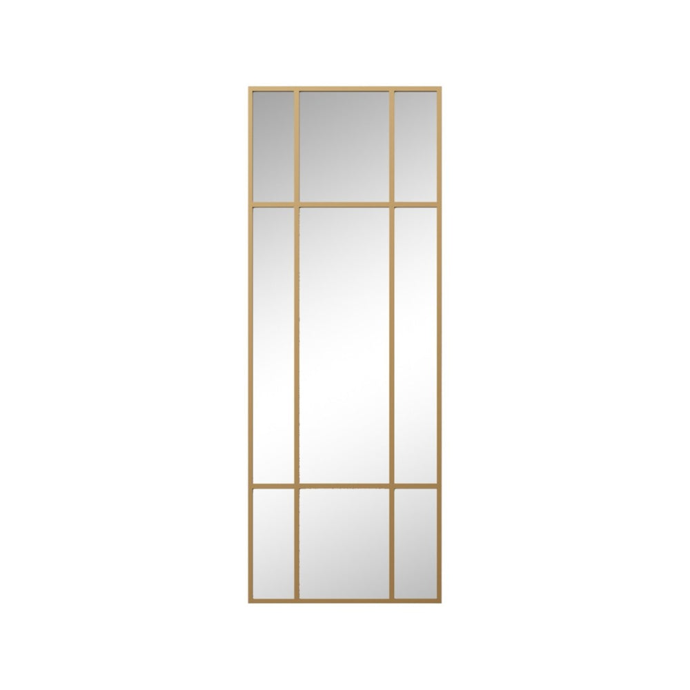HomeRoots 63" Gold Iron Window Pane Mirror - Modern Geometric Full-Length Design for Stylish Home Decor 691633