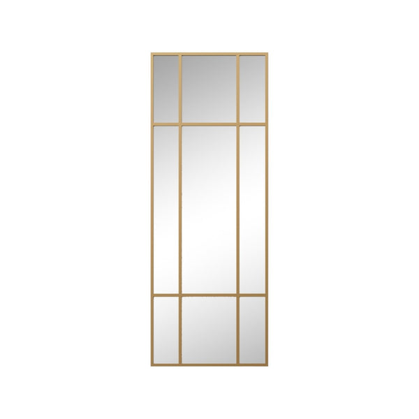 HomeRoots 63" Gold Iron Window Pane Mirror - Modern Geometric Full-Length Design for Stylish Home Decor 691633