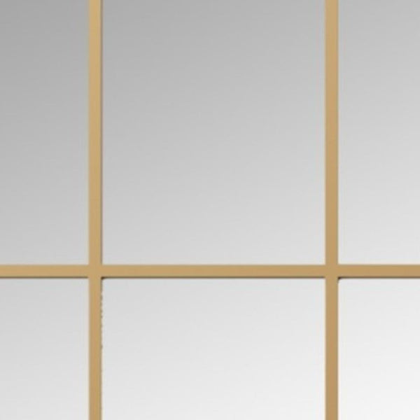 HomeRoots 63" Gold Iron Window Pane Mirror - Modern Geometric Full-Length Design for Stylish Home Decor 691633