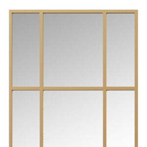 HomeRoots 63" Gold Iron Window Pane Mirror - Modern Geometric Full-Length Design for Stylish Home Decor 691633
