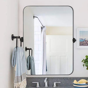 HomeRoots 32" Sleek Black Aluminum Adjustable Accent Mirror - Modern Design for Home & Office Decor 691634