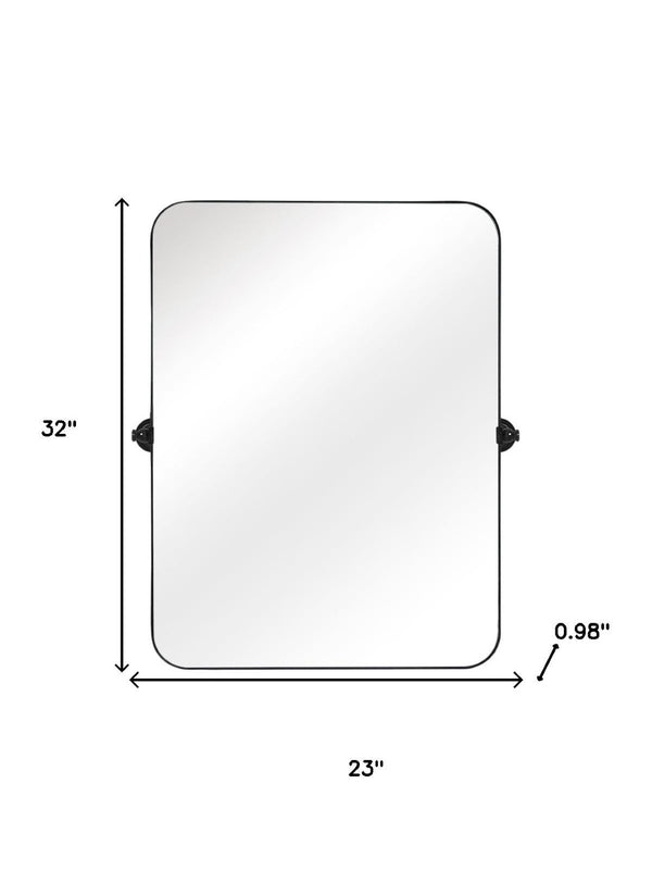 HomeRoots 32" Sleek Black Aluminum Adjustable Accent Mirror - Modern Design for Home & Office Decor 691634