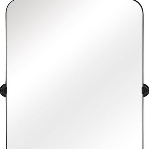 HomeRoots 32" Sleek Black Aluminum Adjustable Accent Mirror - Modern Design for Home & Office Decor 691634