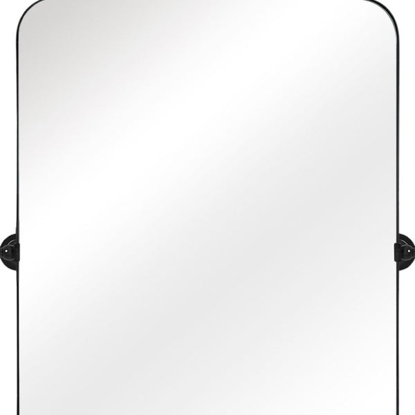HomeRoots 32" Sleek Black Aluminum Adjustable Accent Mirror - Modern Design for Home & Office Decor 691634