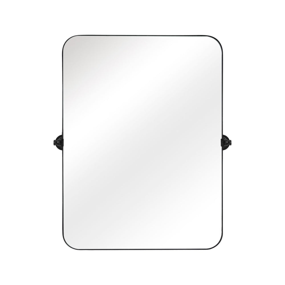 HomeRoots 32" Sleek Black Aluminum Adjustable Accent Mirror - Modern Design for Home & Office Decor 691634