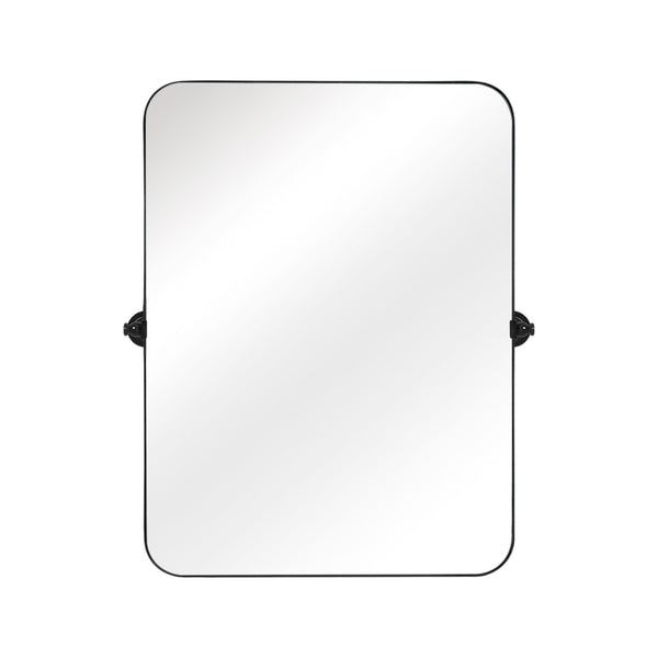 HomeRoots 32" Sleek Black Aluminum Adjustable Accent Mirror - Modern Design for Home & Office Decor 691634