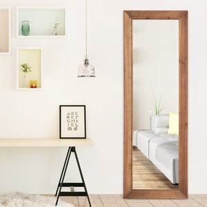 HomeRoots 65" Elegant Brown Solid Wood Full-Length Mirror with Stand - Perfect for Any Space & Style! 691635