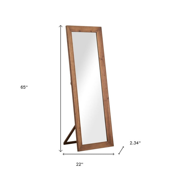 HomeRoots 65" Elegant Brown Solid Wood Full-Length Mirror with Stand - Perfect for Any Space & Style! 691635